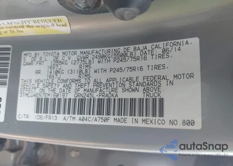 2014 Toyota Tacoma Base V6 из США, поврежденный, VIN 3TMLU4EN7EM160197